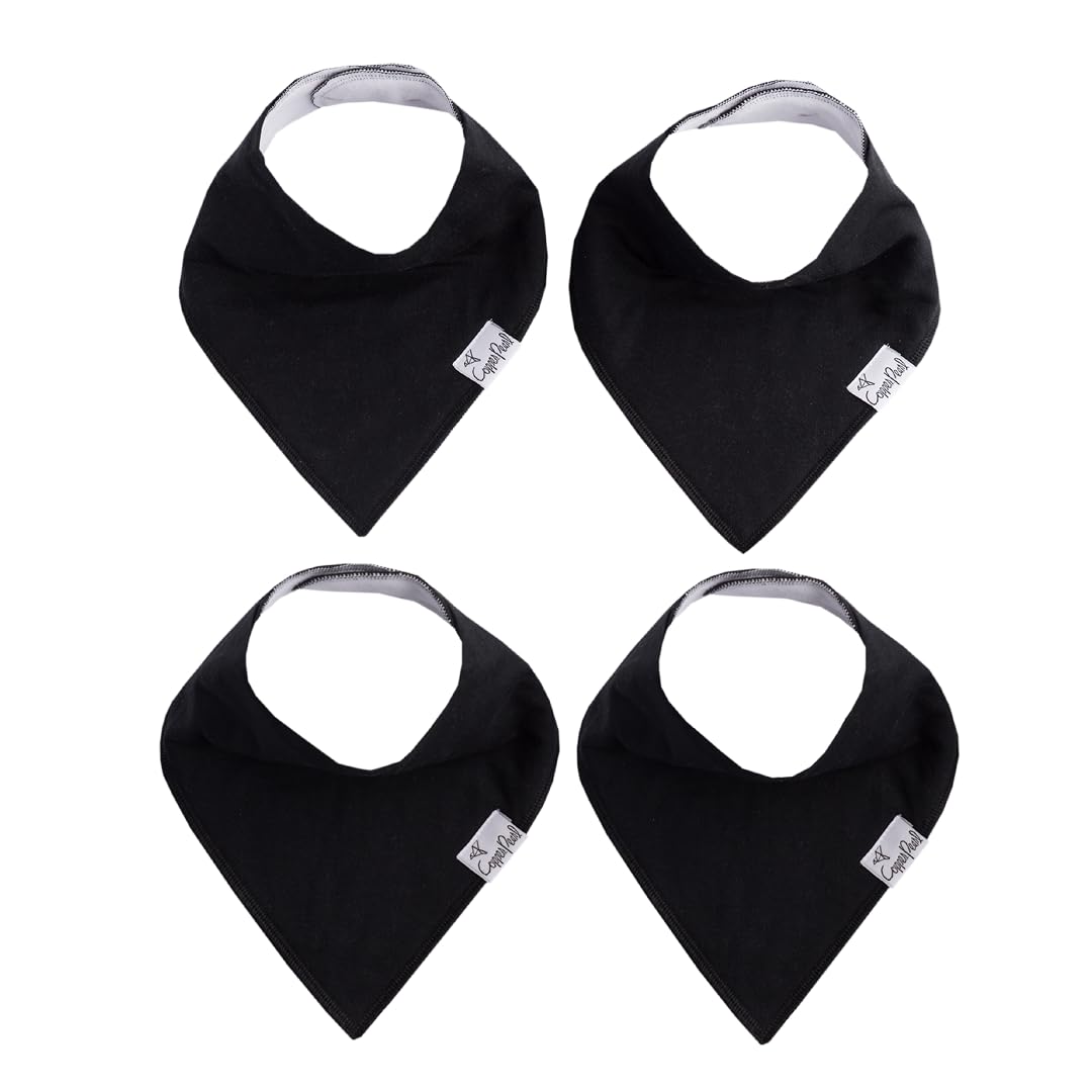 Bandana Bibs Set of 4| -Black Basic