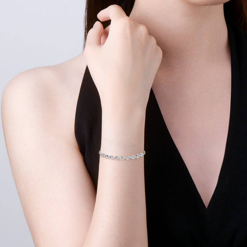 Moissanite Stacking Wedding Bracelet in 925 Sterling Silver: Gold
