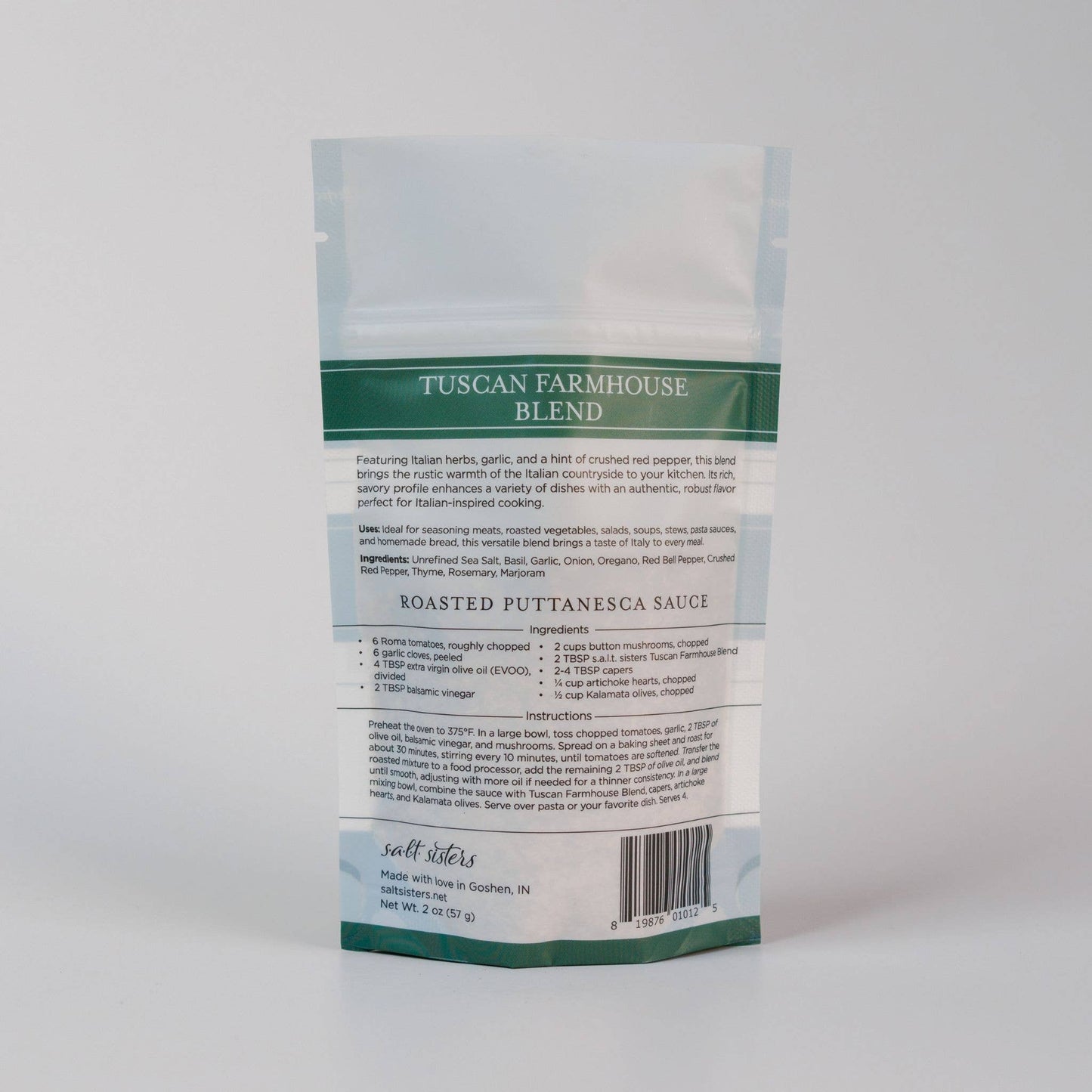 Herb, Spice & Salt Blend - Tuscan Farmhouse Blend - 2 oz Bag