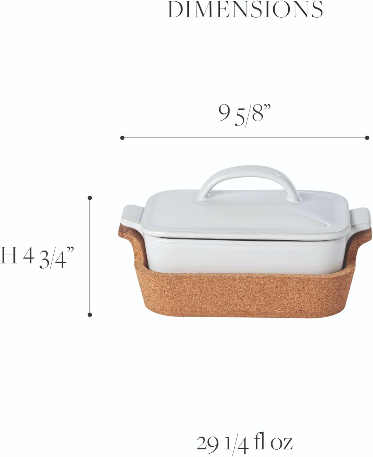 Ensemble Covered Casserole with Cork Tray 10"
