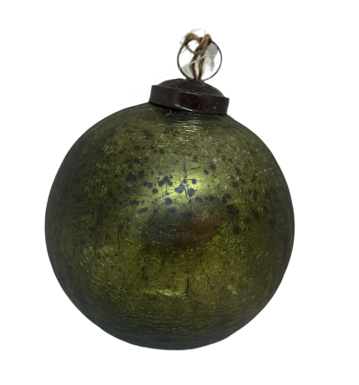 4" Crackled Olive Green Mercury Glass