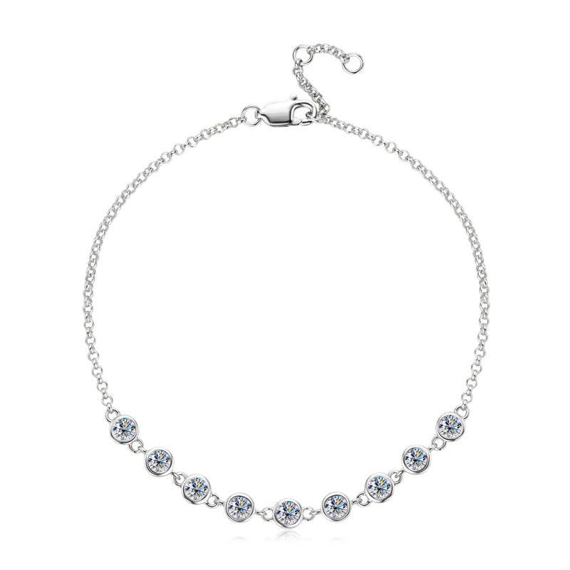 Moissanite Stacking Wedding Bracelet in 925 Sterling Silver: Gold