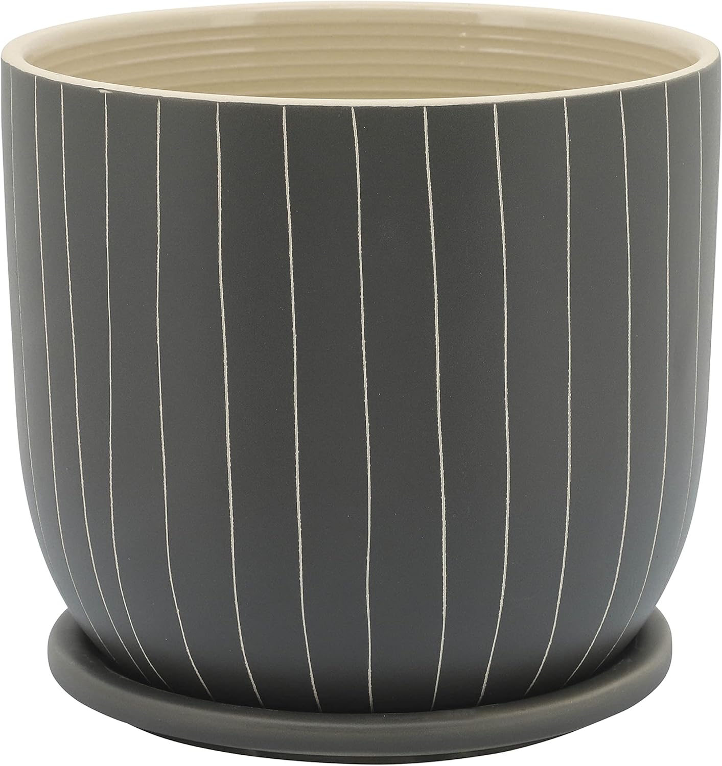 8" Stripes Planter W/Saucer