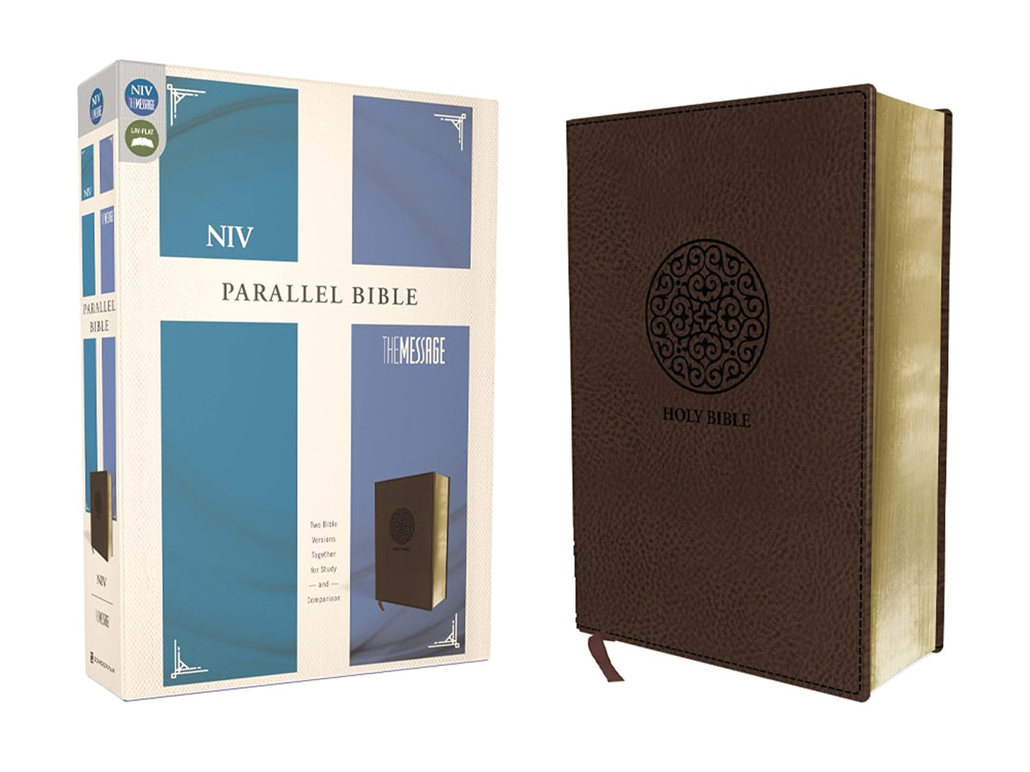 NIV, The Message, Parallel Bible, Leathersoft, Brown - by Zondervan (Leather Bound)