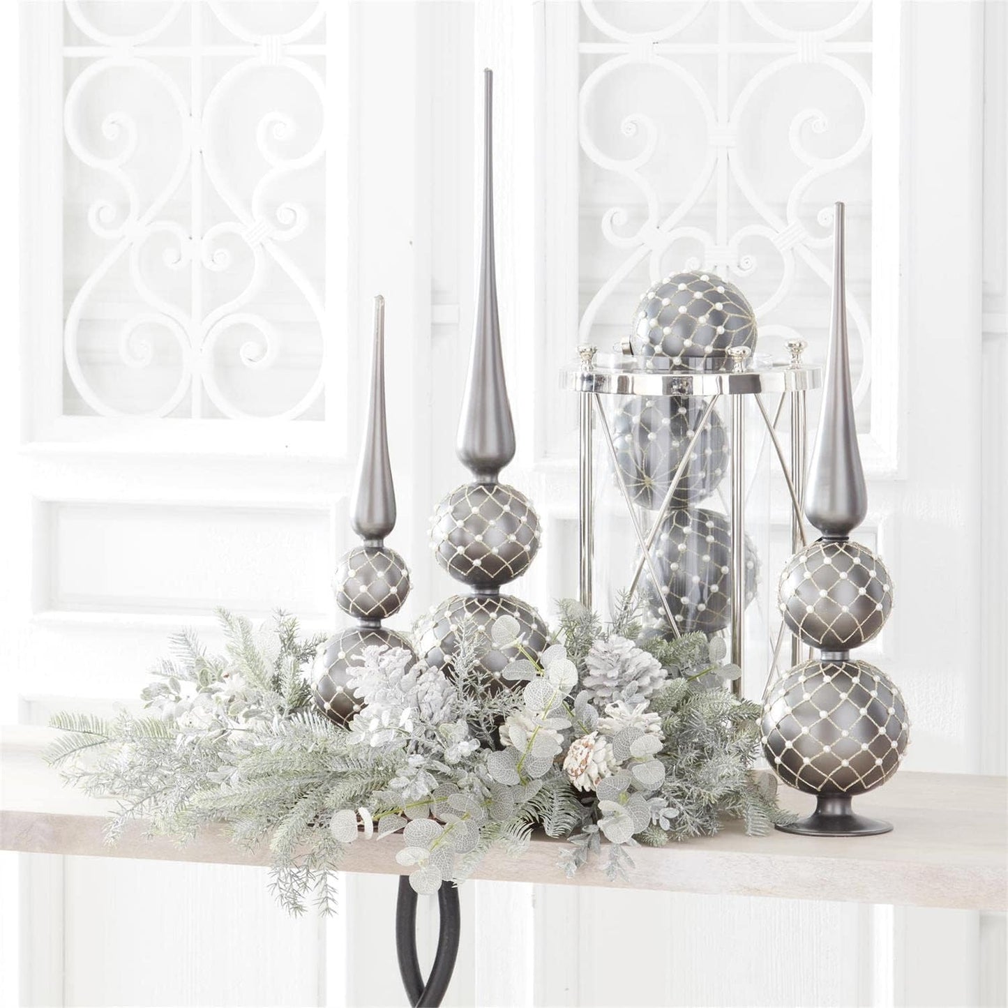 4.75 -Matte Gray Glass Ornament