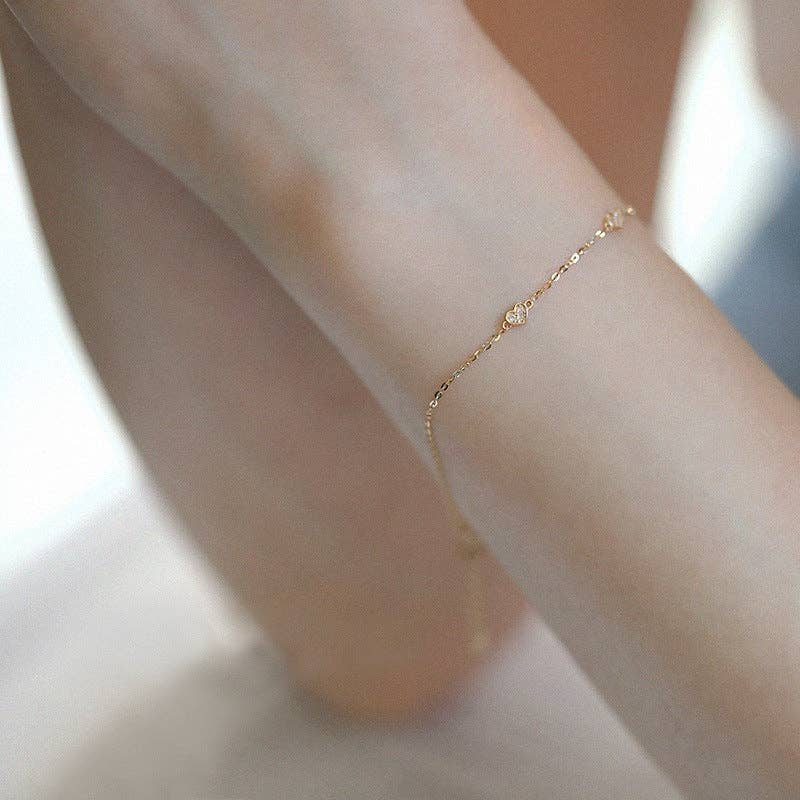 Dainty Gold Triple Heart Bracelet in 925 Sterling Silver