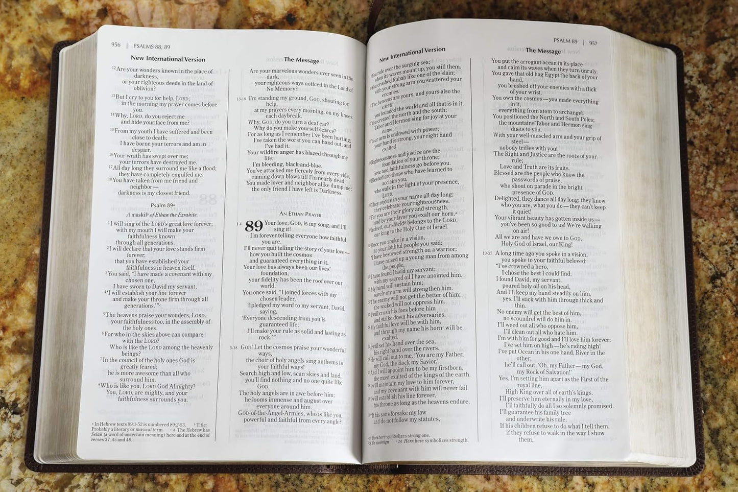 NIV, The Message, Parallel Bible, Leathersoft, Brown - by Zondervan (Leather Bound)