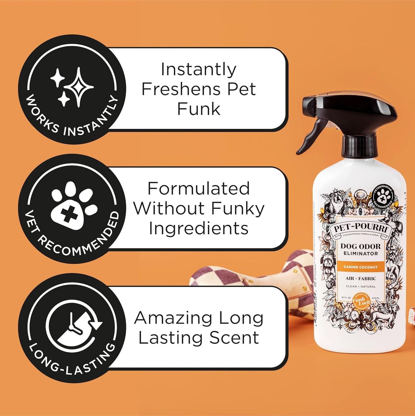 Pet-Pourri Pet Odor Air + Fabric Odor Freshener Spray, Canine Coconut