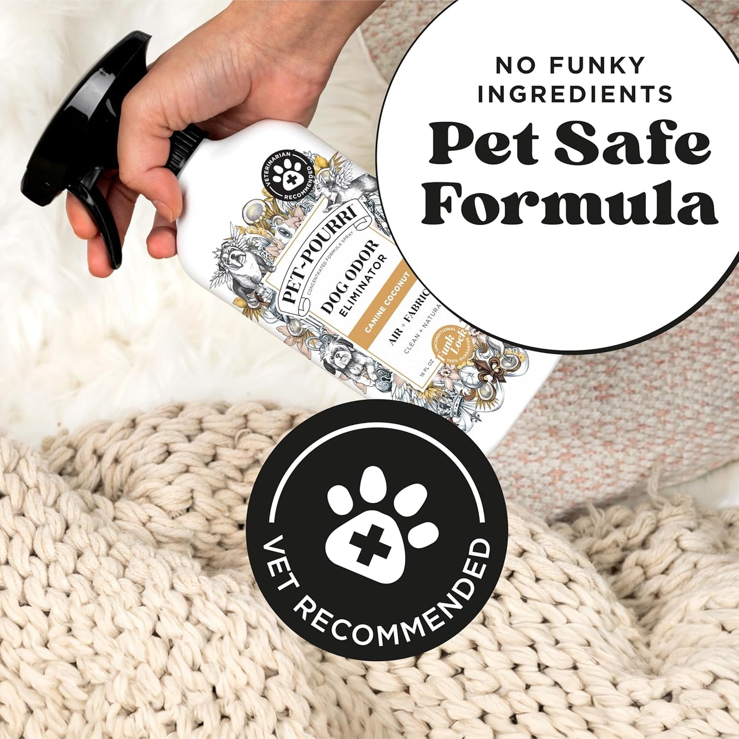 Pet-Pourri Pet Odor Air + Fabric Odor Freshener Spray, Canine Coconut
