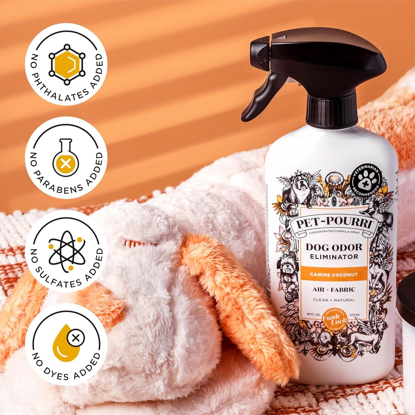 Pet-Pourri Pet Odor Air + Fabric Odor Freshener Spray, Canine Coconut