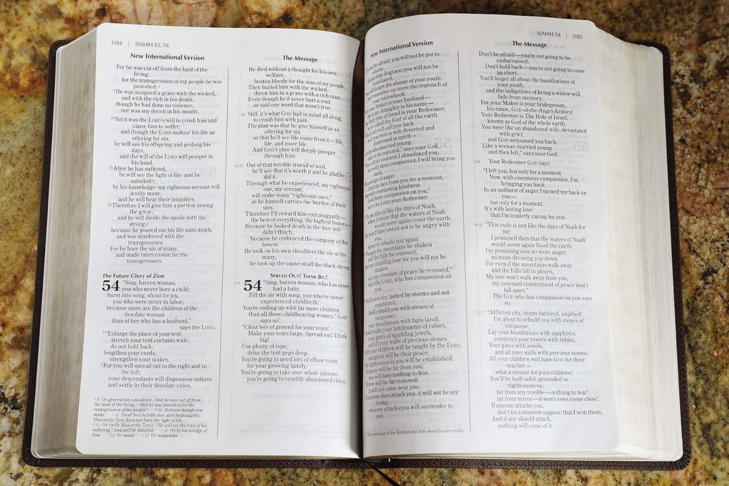 NIV, The Message, Parallel Bible, Leathersoft, Brown - by Zondervan (Leather Bound)