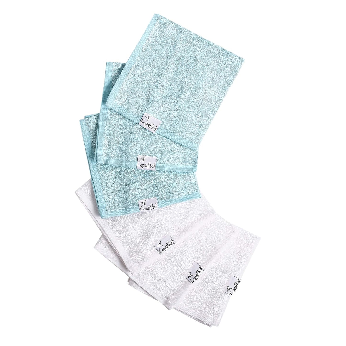 Washcloth Set of 6 -White/Blue
