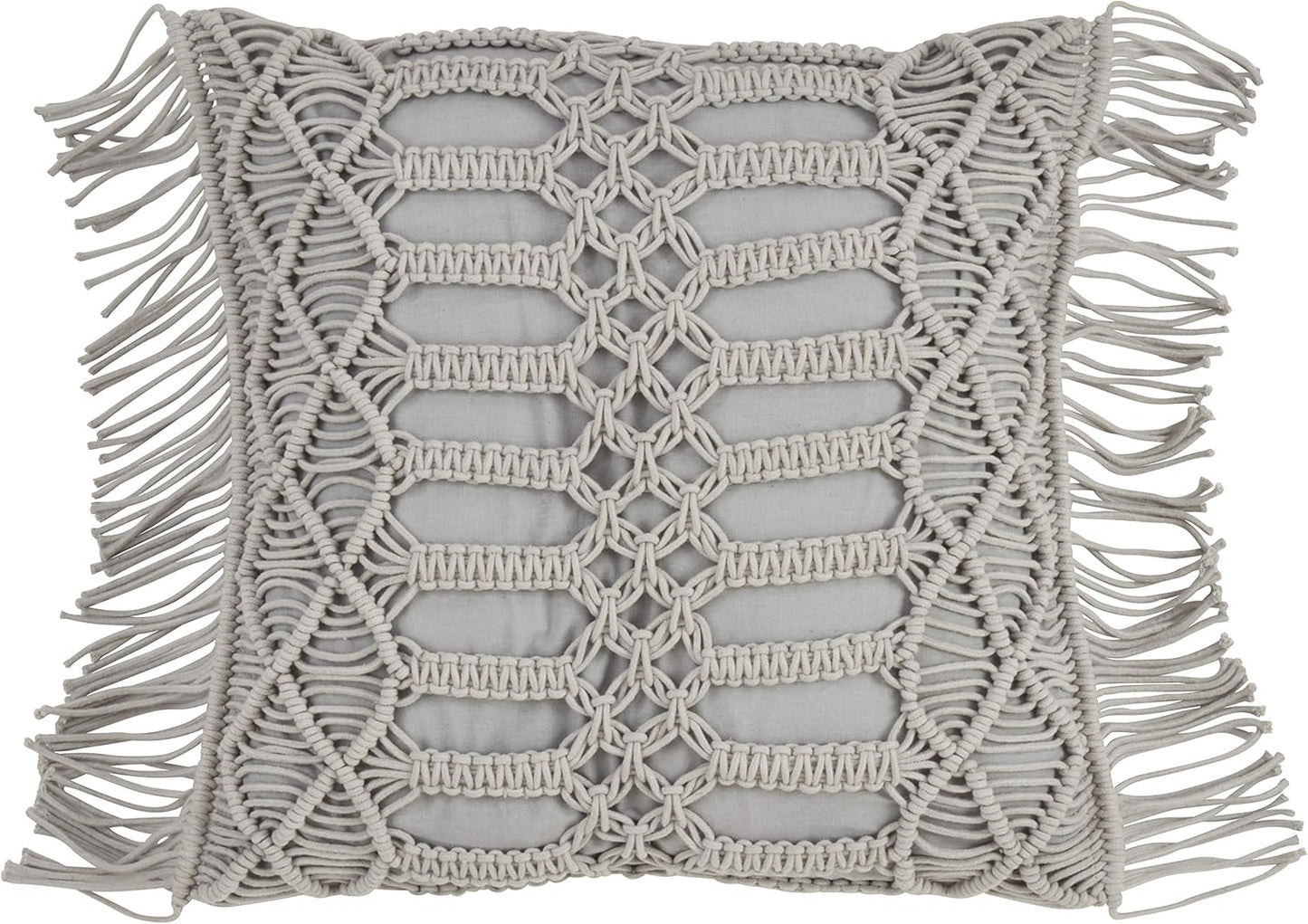 Grey Macrame Pillow