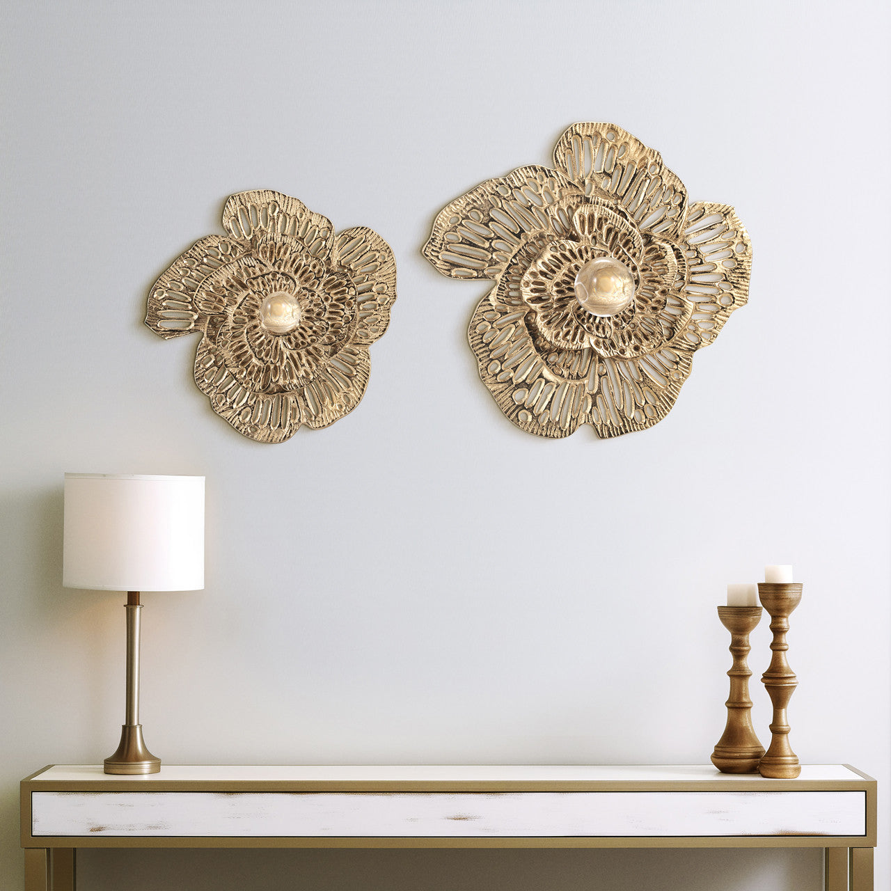 Gold Wall Flowers set of 2