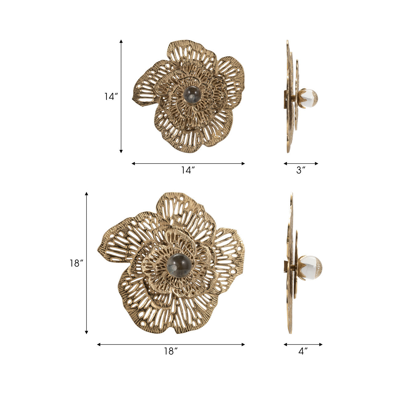 Gold Wall Flowers set of 2