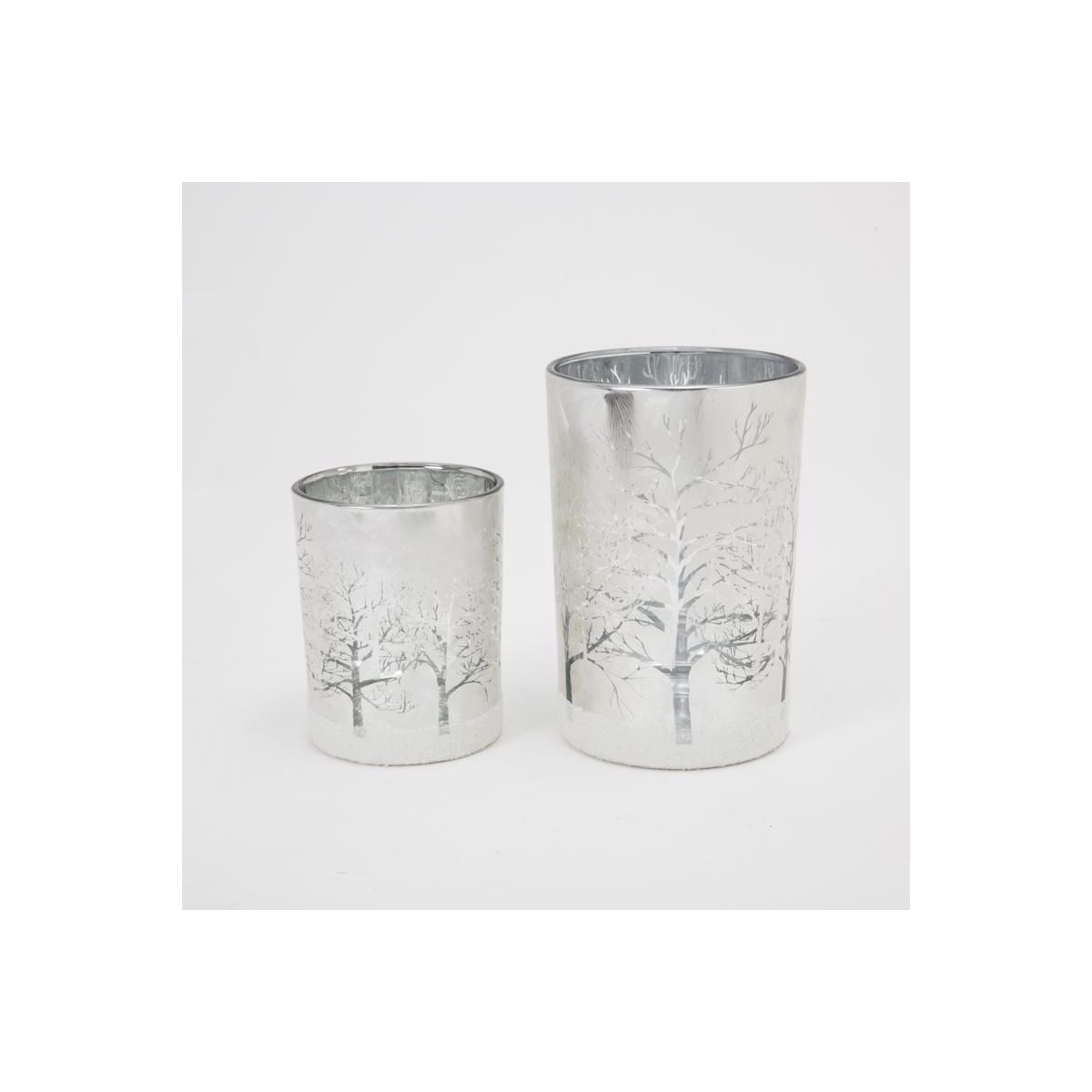 Silver Glass Candle Holder