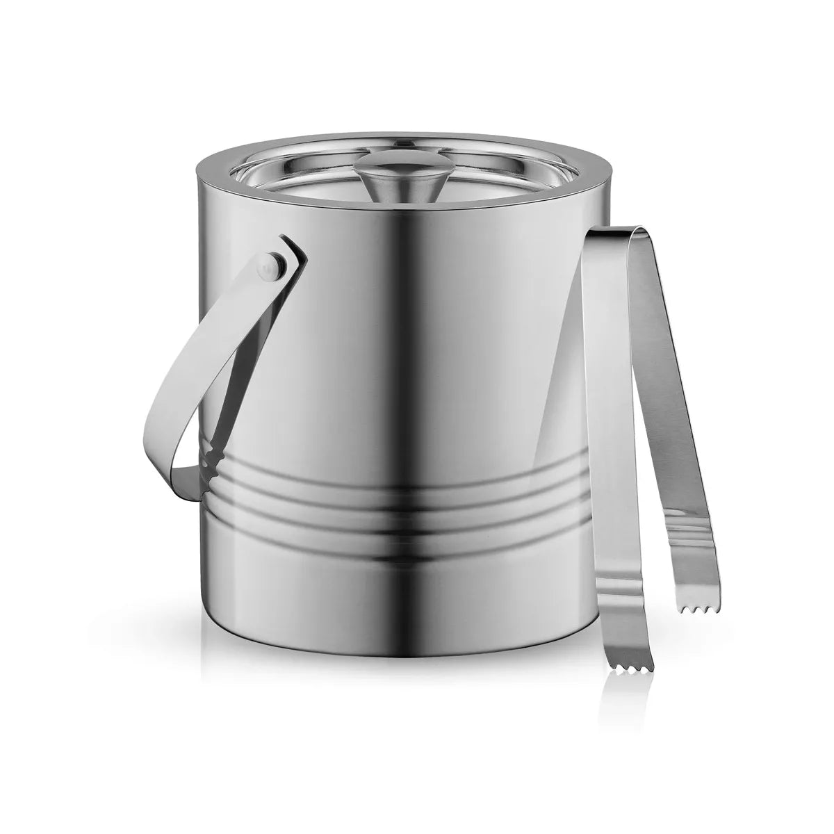 Metal Double Wall Ice Bucket with Ice Tongs and Strainer