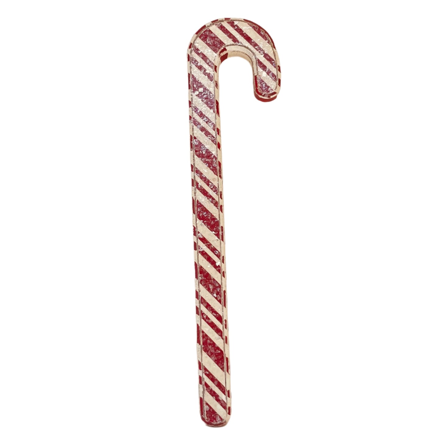 Wooden Candy Cane with Glitter