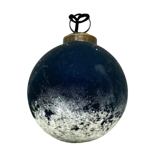 3 Inch Black and White Speckled Glass Ornament