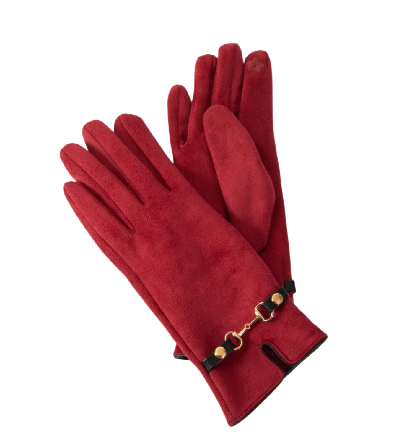 Lilith Buckle Cuff Texting Gloves Burgundy