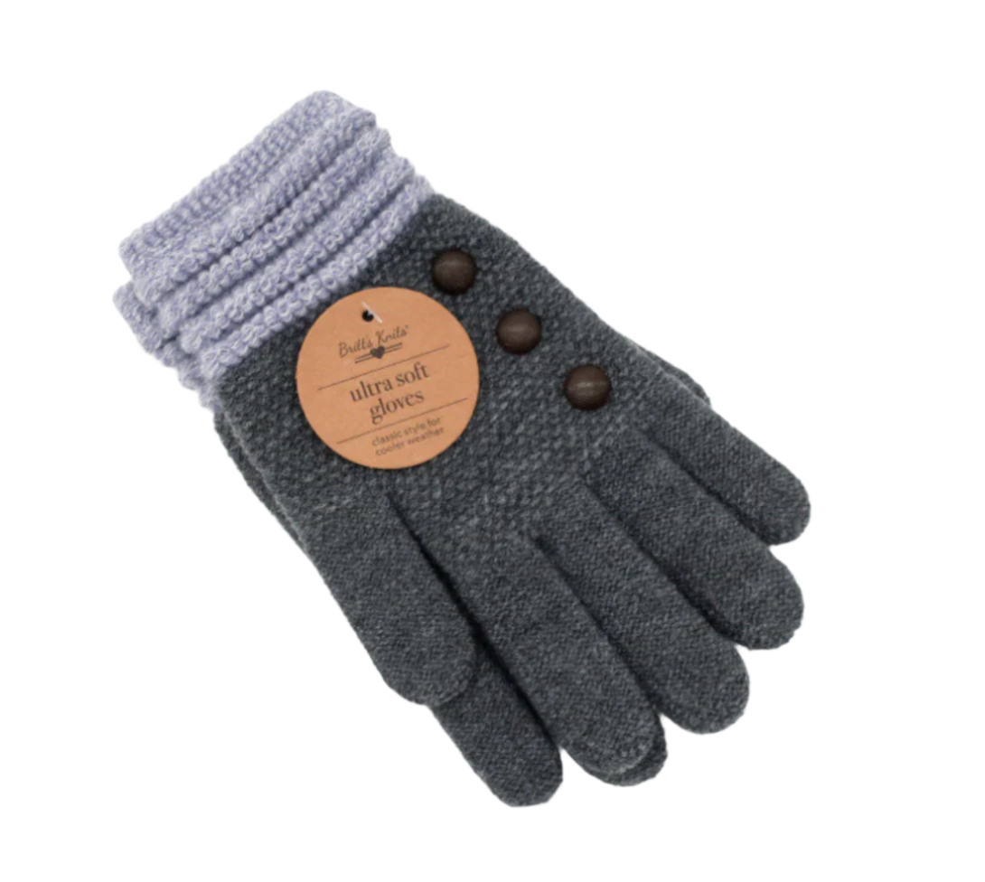 Britt's Knits Grey Knitted Gloves