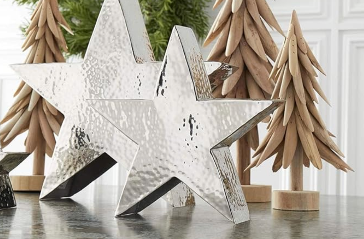 Polished Metal Hammered Tabletop Star