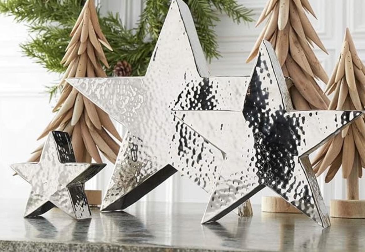 Polished Metal Hammered Tabletop Star