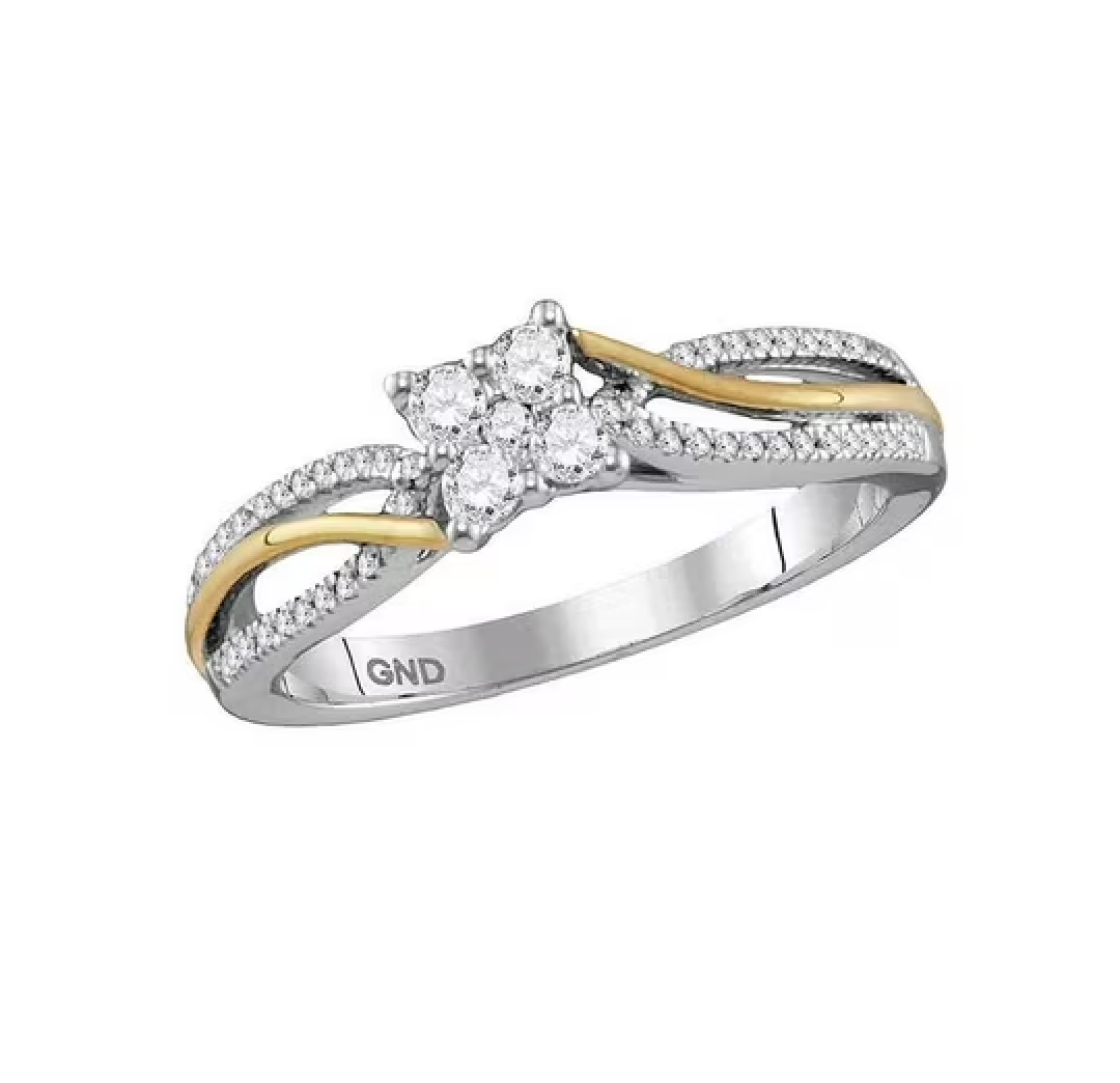 Gold and Diamond Criss Cross Ring #6