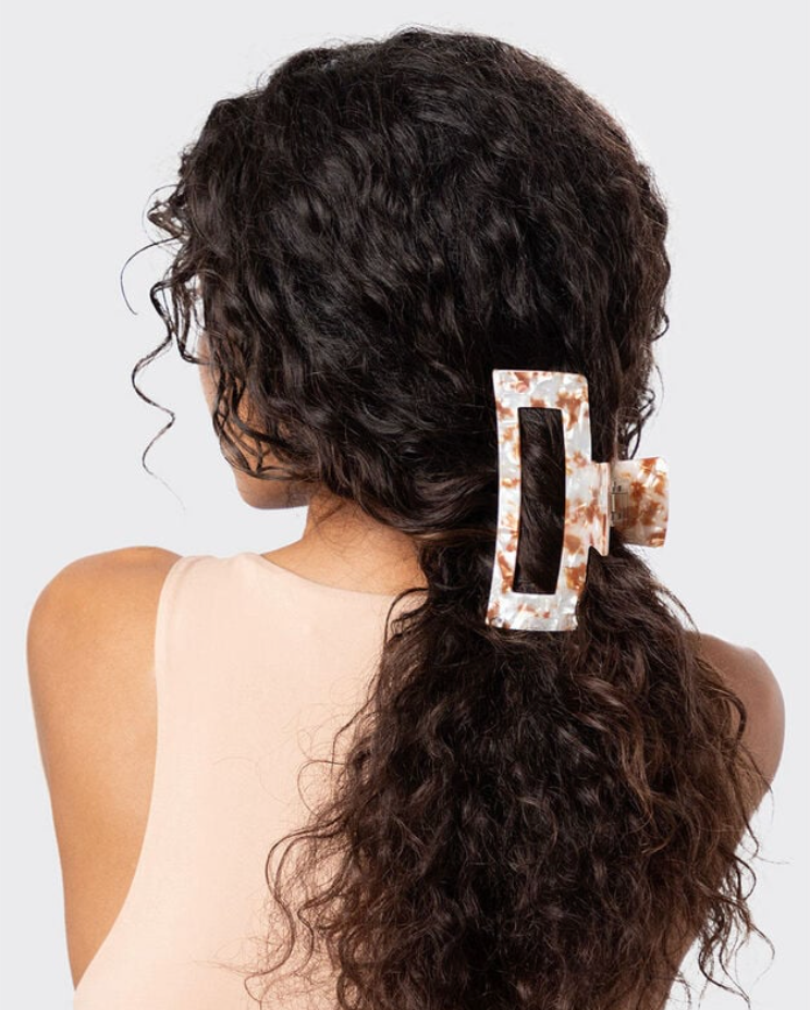 White & Brown Claw Clip