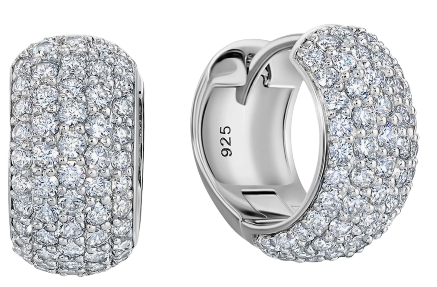 Pavé Huggie Hoop Earrings in Platinum