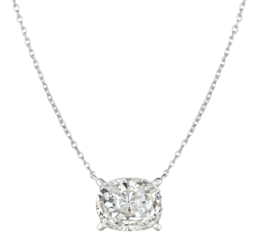 Radiant Cushion Cut Necklace in Pure Platinum
