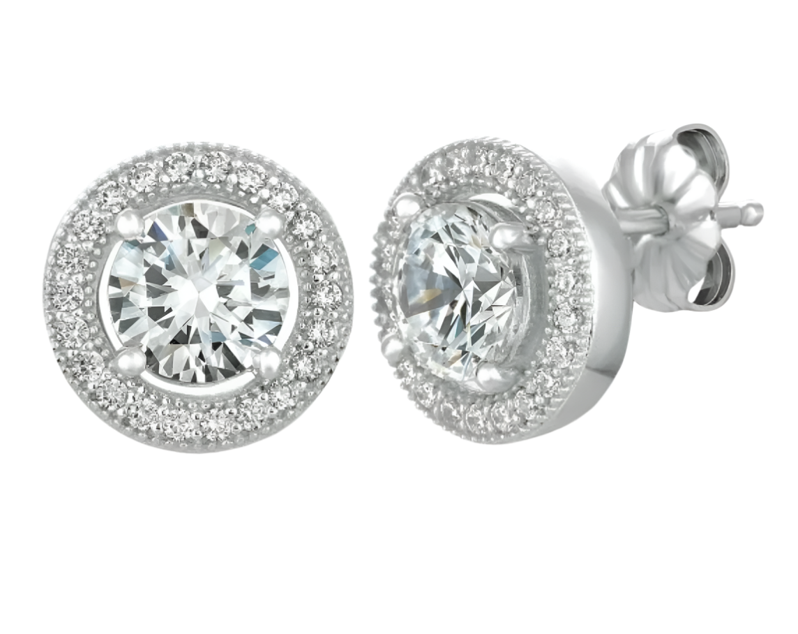 Halo Stud Earrings in Platinum
