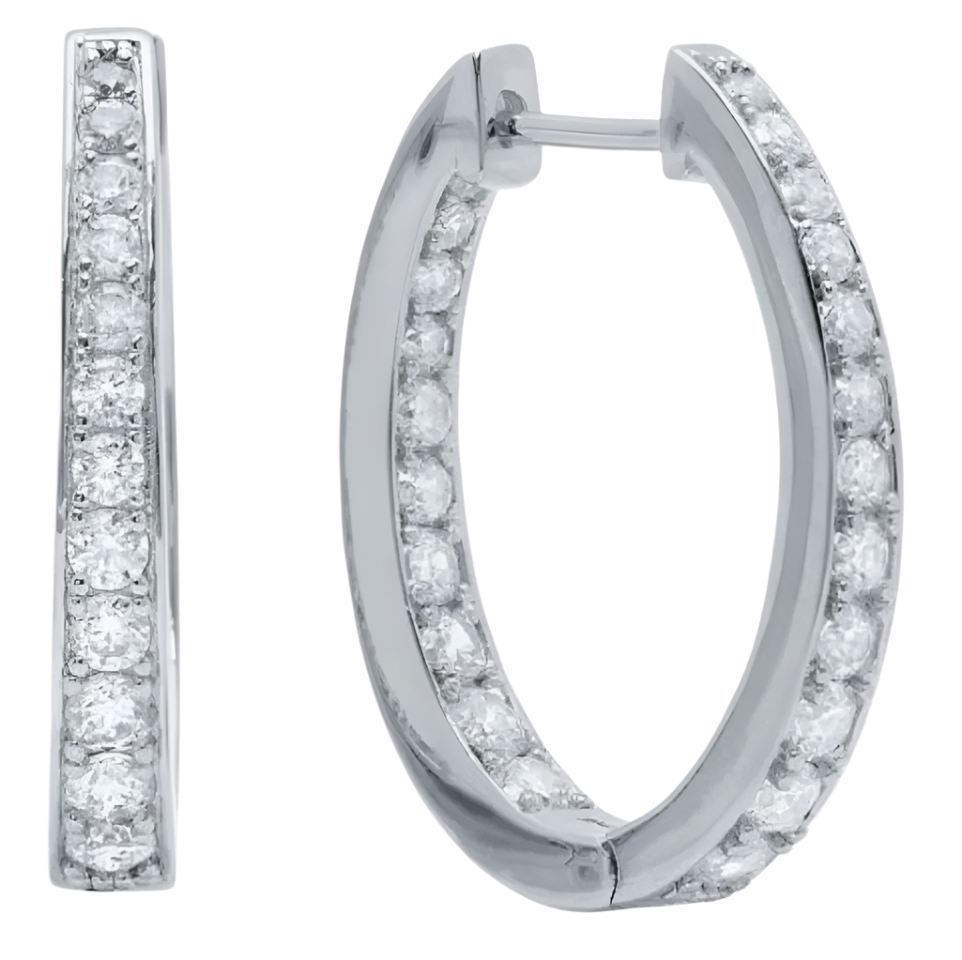 Inside Out Huggie Hoop Earrings in Silver Cz