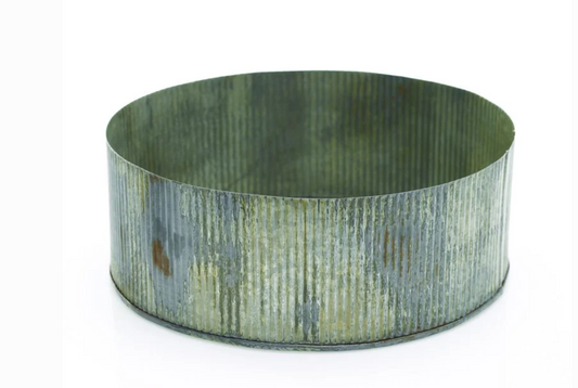 10.25" dia Corrugated Zinc Metal Round Pot/Bowl