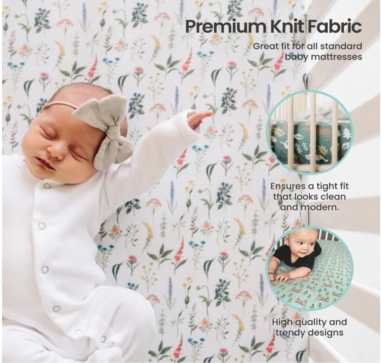 Premium Knit Baby Crib Sheets for Standard Mattresses, Breathable and Soft, River