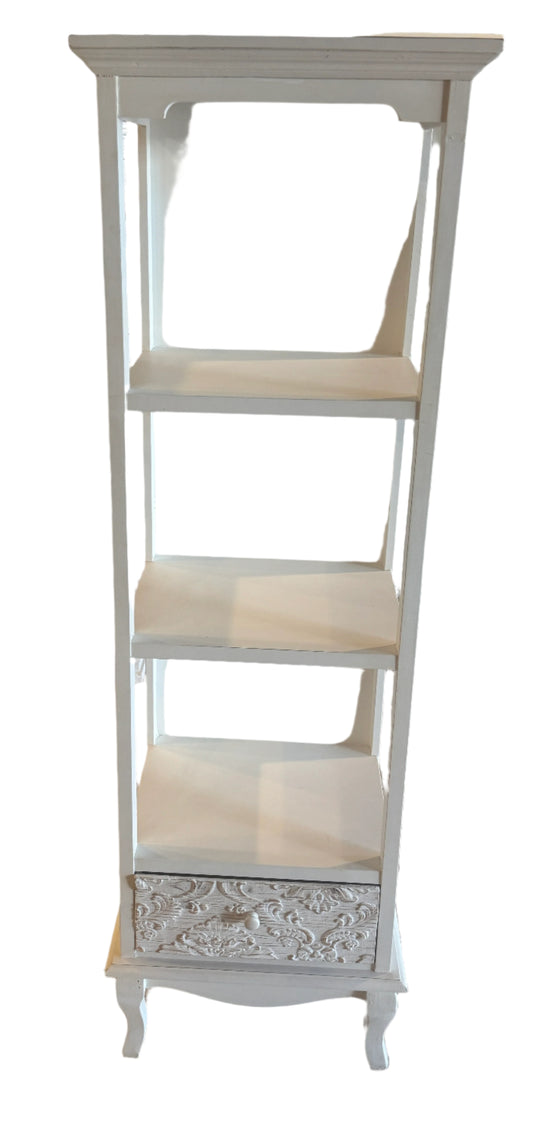 Tall White Bookcase With Single Drawer