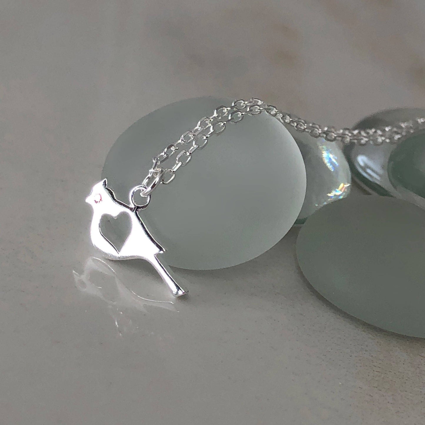 Sterling Cardinal Necklace: Memorial Heaven Healing Bird: Sterling Silver