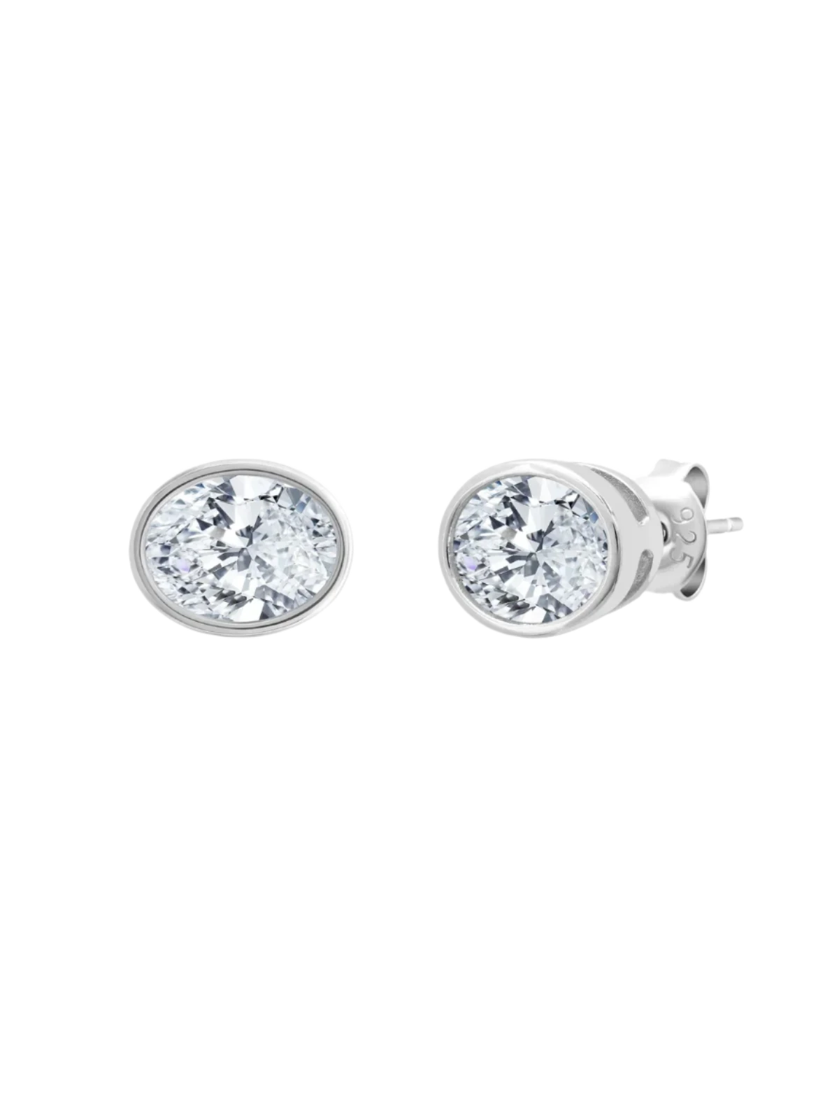 Cubic Zirconia Bezel Stud Earrings