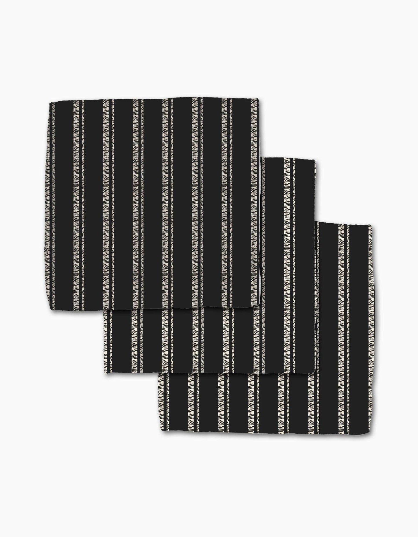 Zebra Pin Stripe Black Dishcloth - Pack of 3