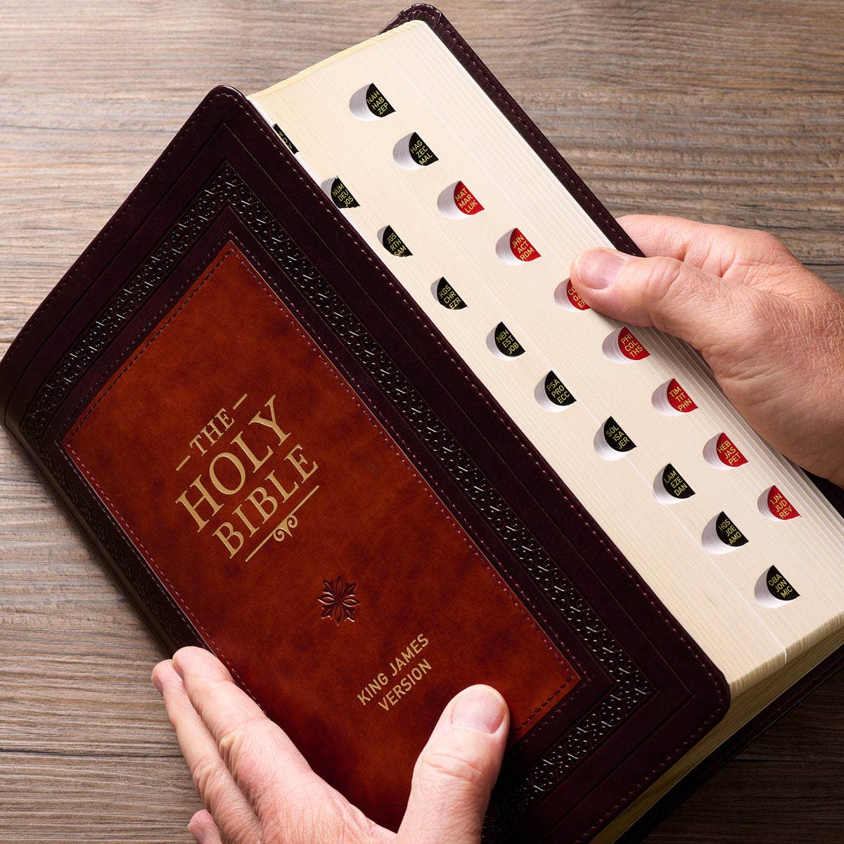 KJV Study Bible LP Faux Leather, Burgundy/Toffee