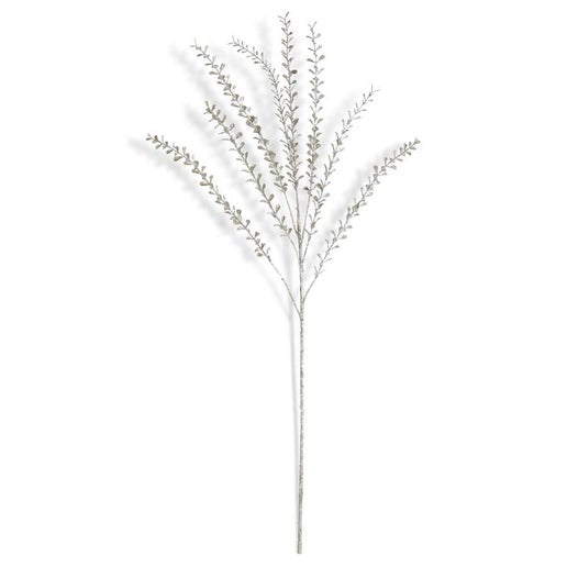 31 Inch Silver Glittered Stem w/Mini Teardrop Leaves