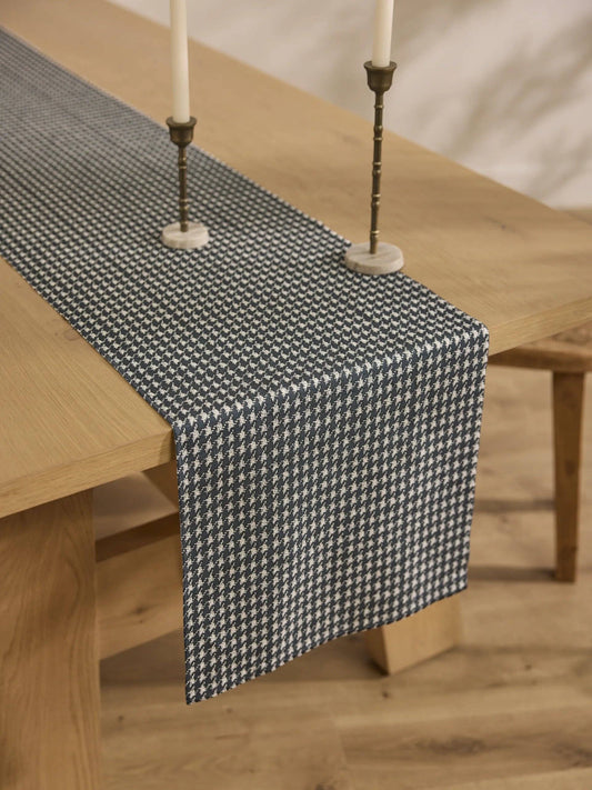 Houndstooth Black Table Runner: Small - 16" x 60"