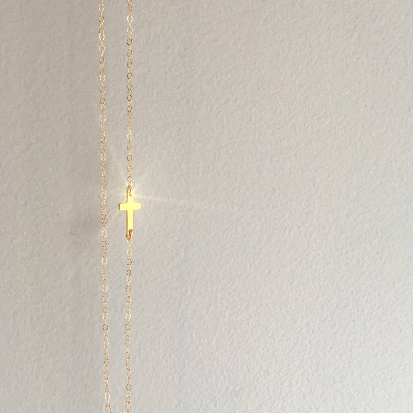 14k You are Loved Necklace: Sideways Cross John 3:16 Faith: 14k Vermeil