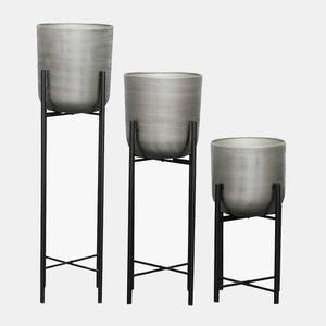 Silver planter on stand