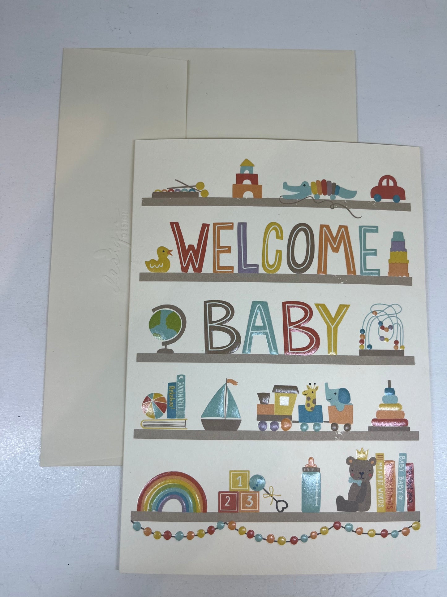 Welcome Baby Toy Shelf Card