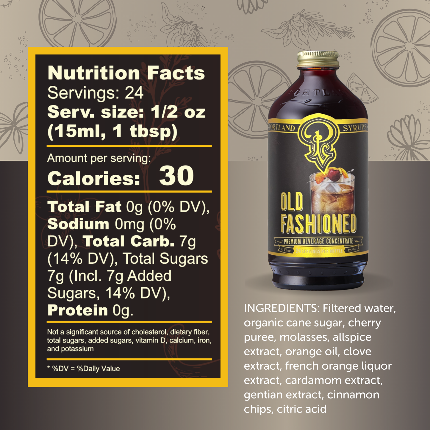 Old Fashioned Syrup 12oz - cocktail / mocktail drinks