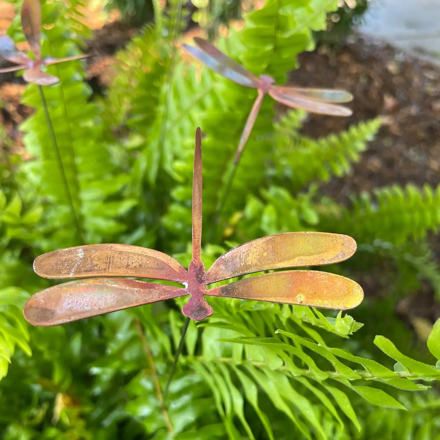 Medium Copper Dragonfly Garden Stake