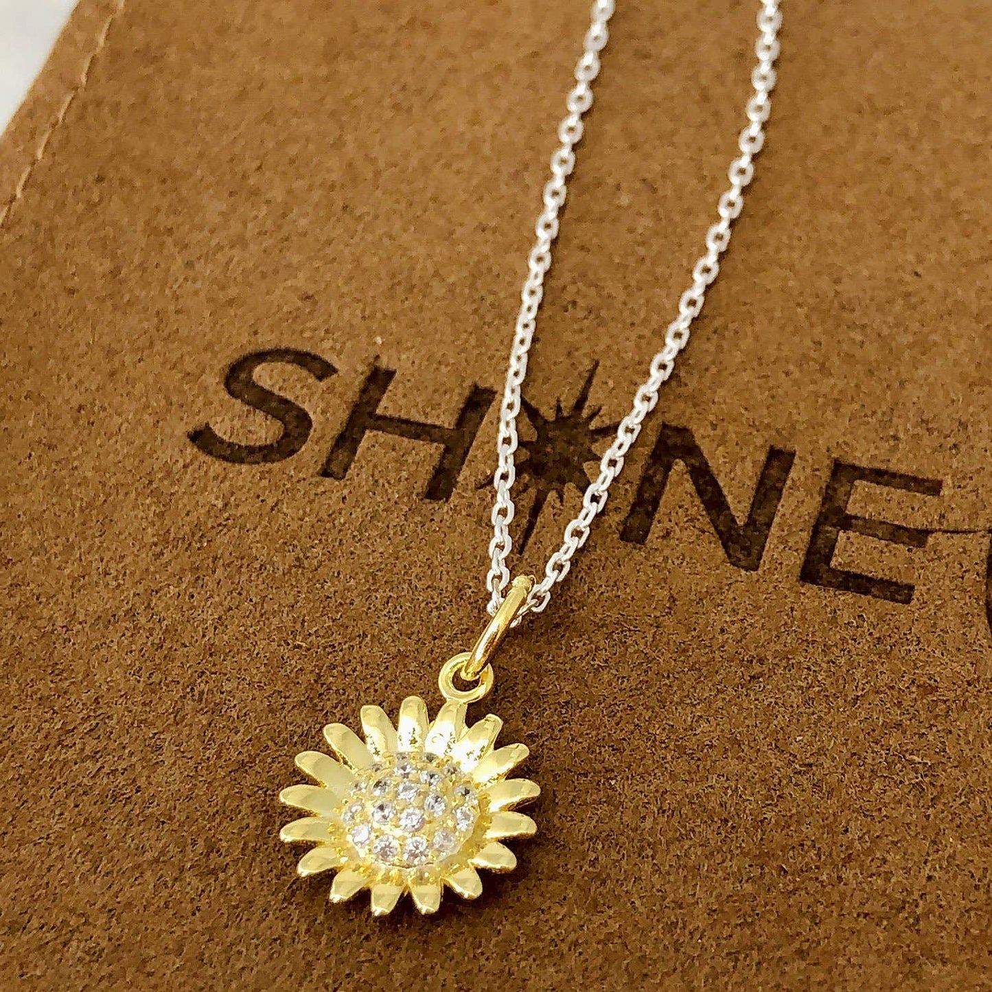 Sunflower ALS Necklace: Lou Gehrig's Disease Give Charity: Sterling Silver