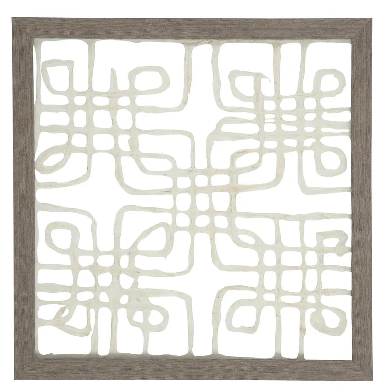 Abstract Wood Framed -Cream & Taupe