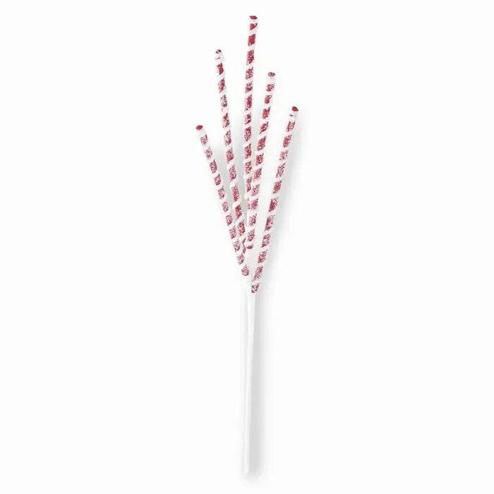 24” Glittered Red and White Flocked Spiral Spike Spray